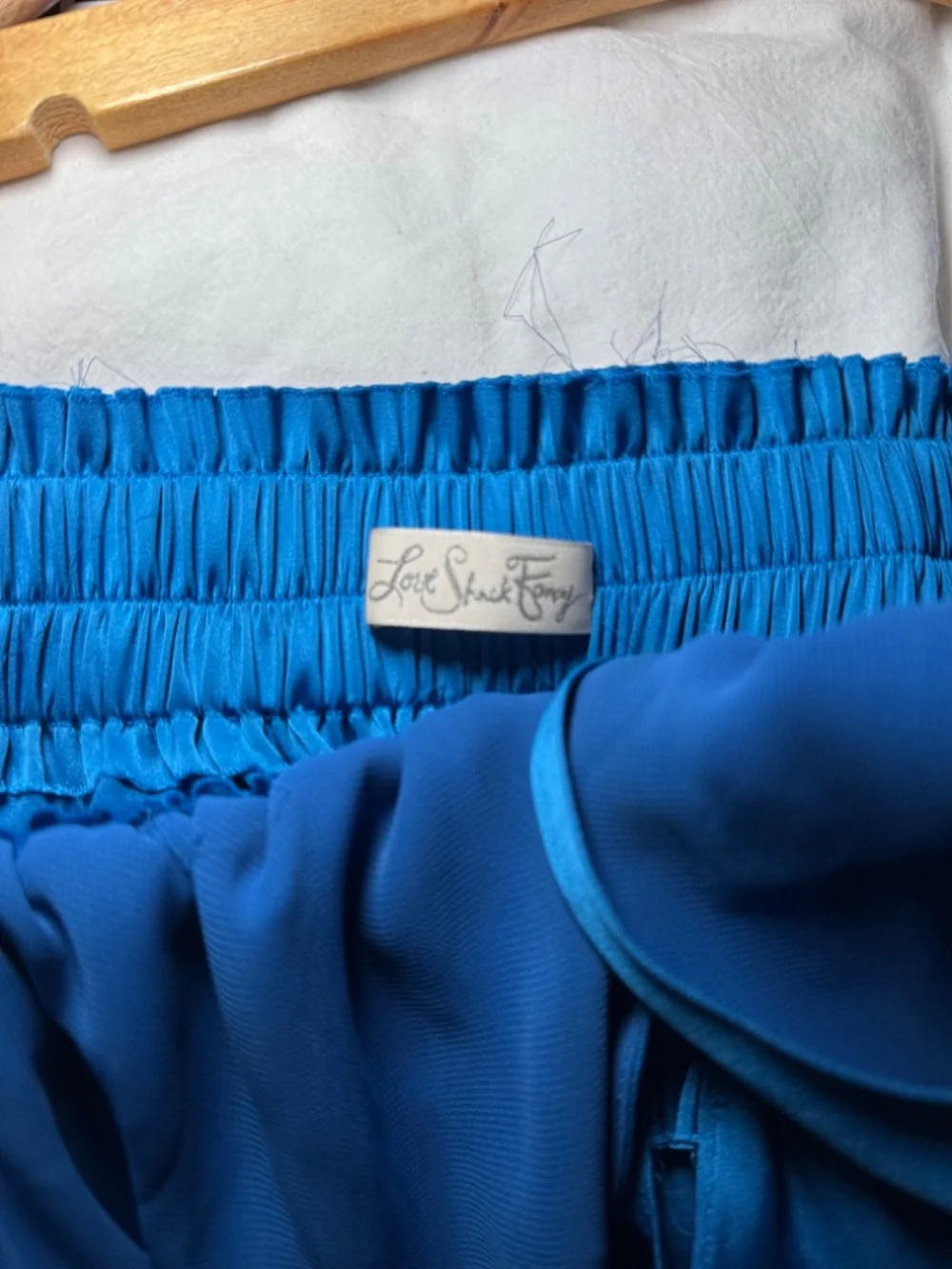 LoveShackFancy Blue Halter Maxi Dress Size 2 Backless Smocked Waist Flowy - Picture 4 of 9